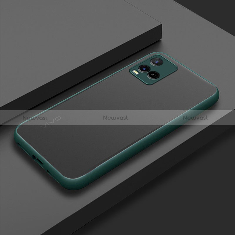 Silicone Transparent Frame Case Cover for Vivo Y21 Midnight Green