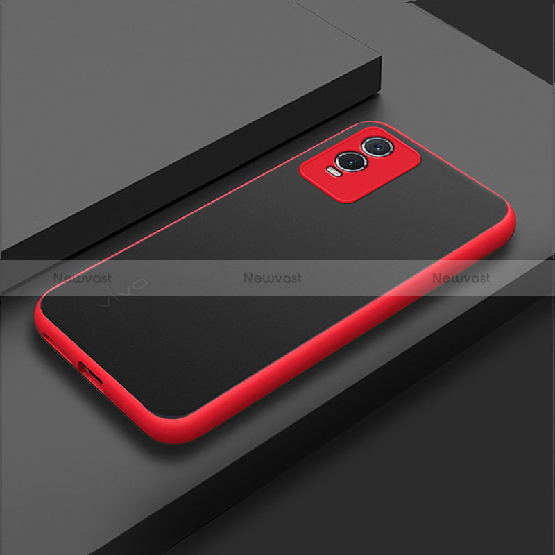 Silicone Transparent Frame Case Cover for Vivo Y76s 5G Red