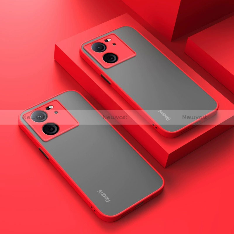 Silicone Transparent Frame Case Cover for Xiaomi Mi 13T 5G Red