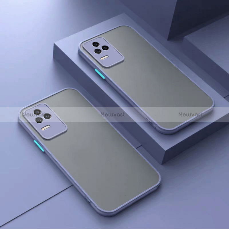 Silicone Transparent Frame Case Cover for Xiaomi Redmi K40S 5G Lavender Gray