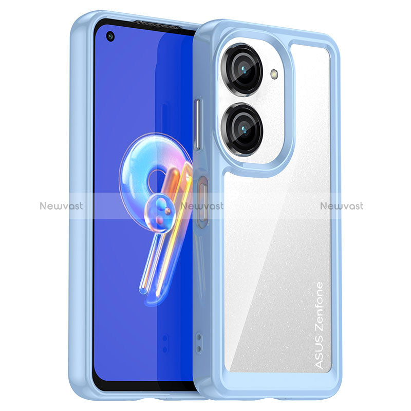 Silicone Transparent Frame Case Cover J01S for Asus Zenfone 9 Blue
