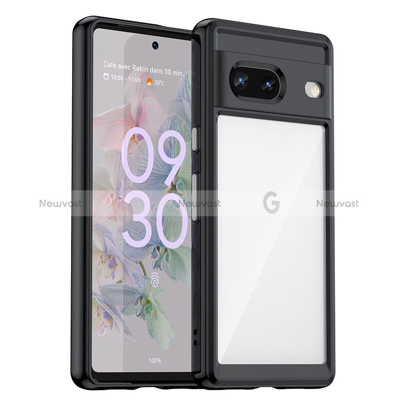 Silicone Transparent Frame Case Cover J01S for Google Pixel 7 5G