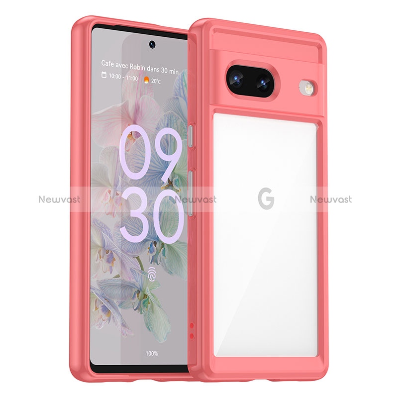 Silicone Transparent Frame Case Cover J01S for Google Pixel 7 5G