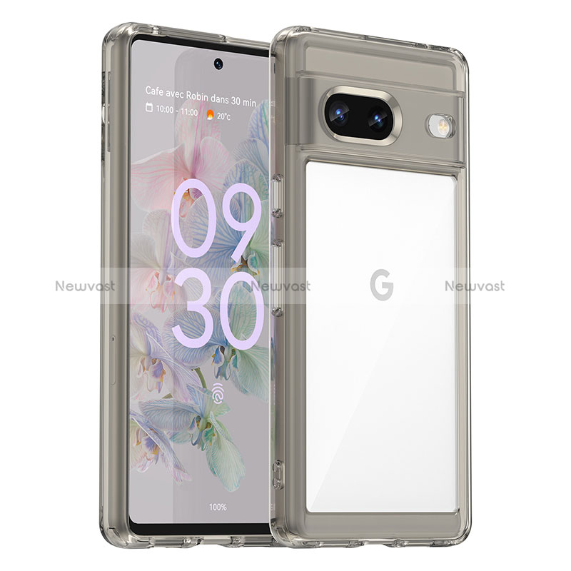 Silicone Transparent Frame Case Cover J01S for Google Pixel 7 5G