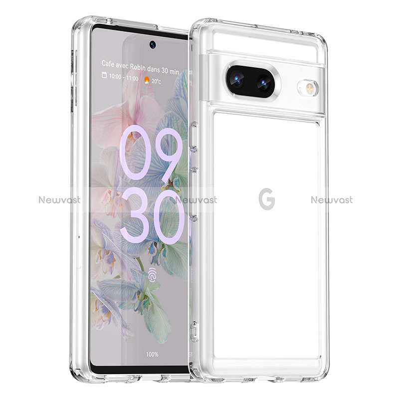 Silicone Transparent Frame Case Cover J01S for Google Pixel 7 5G