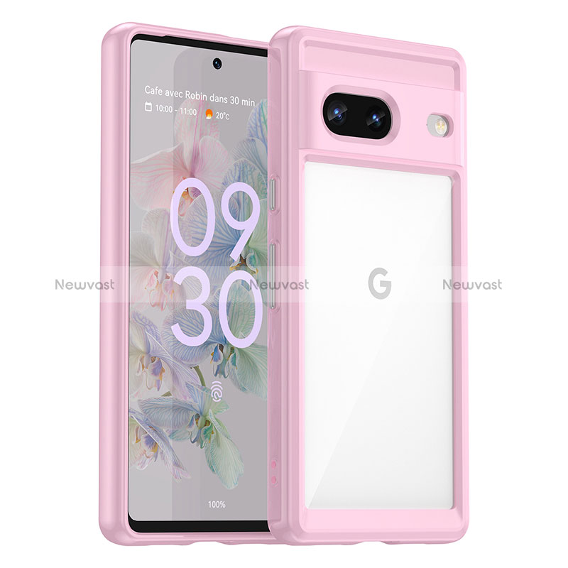 Silicone Transparent Frame Case Cover J01S for Google Pixel 7 5G