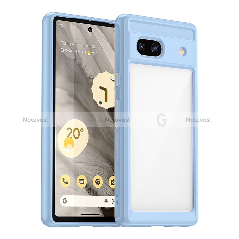 Silicone Transparent Frame Case Cover J01S for Google Pixel 7a 5G