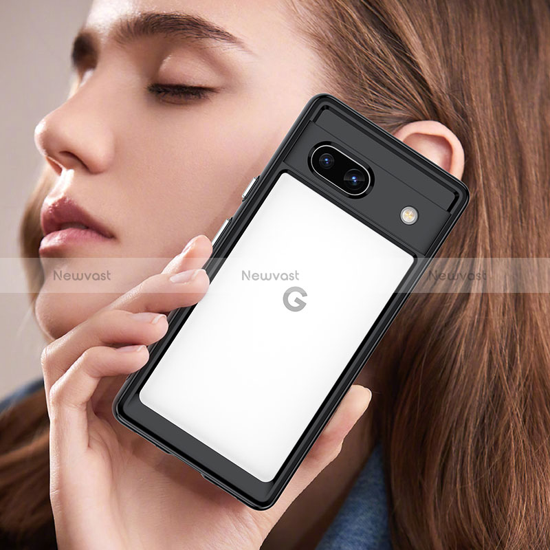 Silicone Transparent Frame Case Cover J01S for Google Pixel 7a 5G