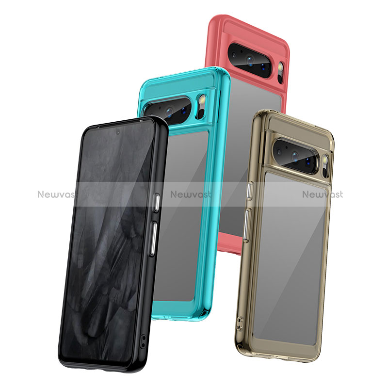 Silicone Transparent Frame Case Cover J01S for Google Pixel 8 Pro 5G
