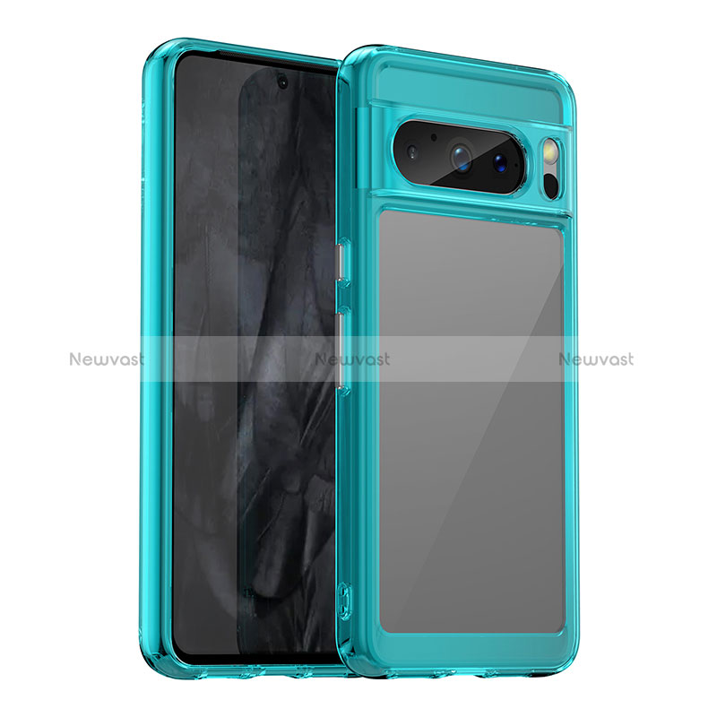 Silicone Transparent Frame Case Cover J01S for Google Pixel 8 Pro 5G Blue