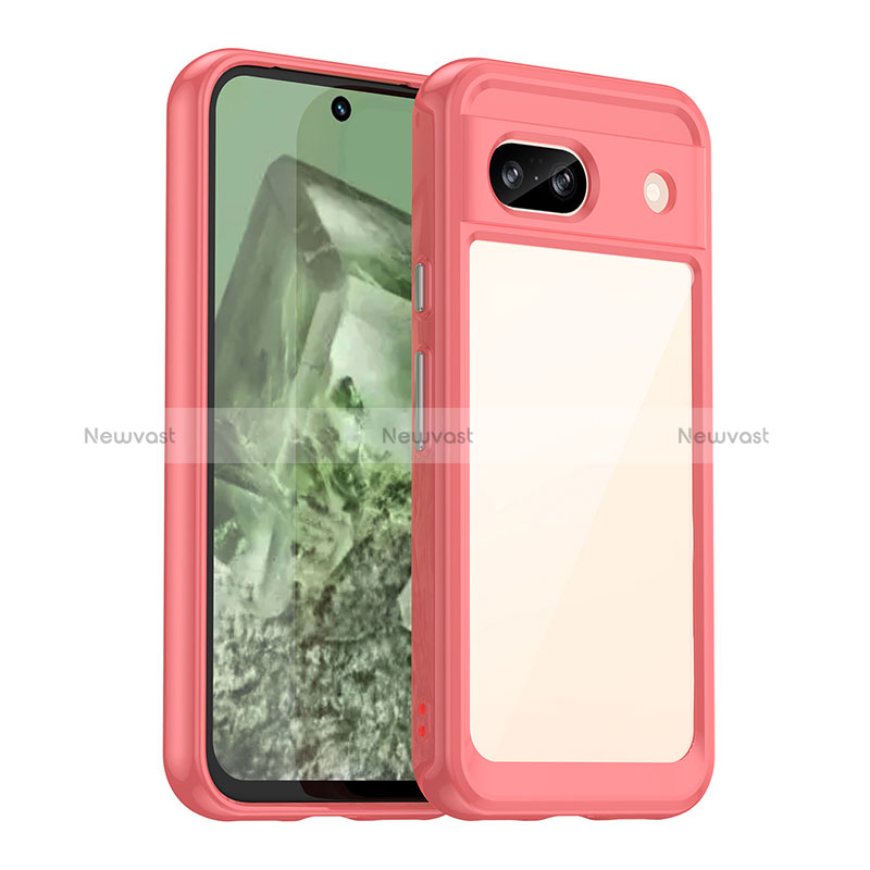 Silicone Transparent Frame Case Cover J01S for Google Pixel 8a 5G Red