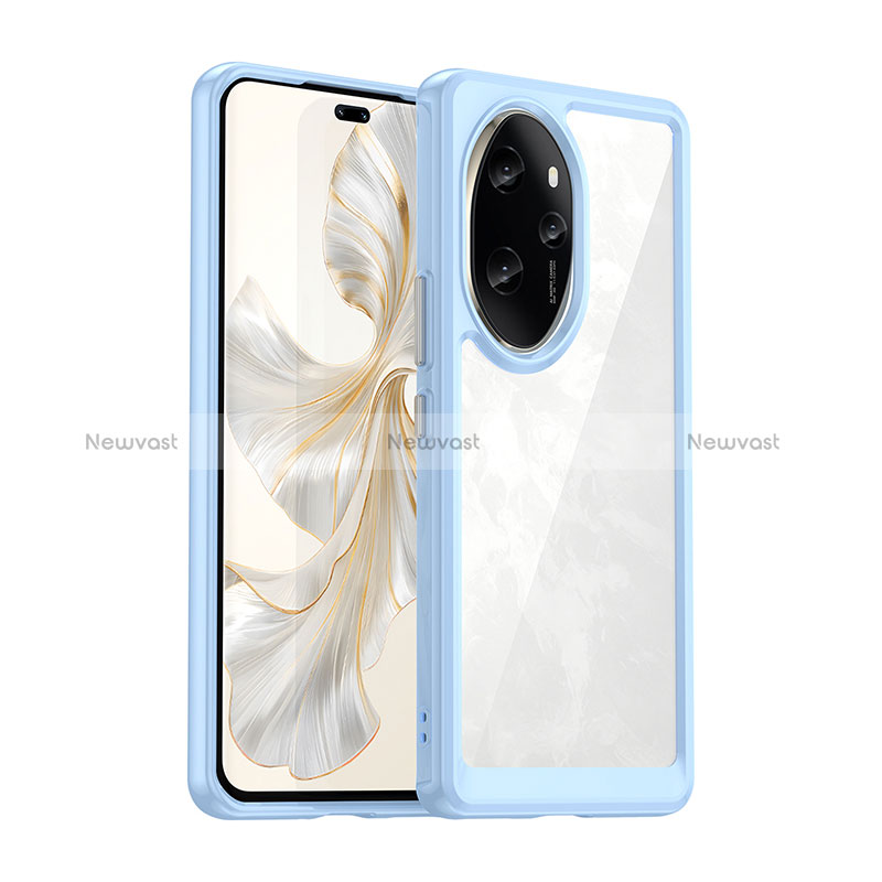 Silicone Transparent Frame Case Cover J01S for Huawei Honor 100 Pro 5G Mint Blue