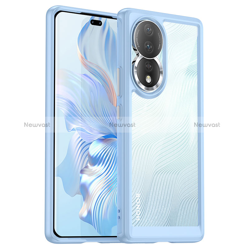 Silicone Transparent Frame Case Cover J01S for Huawei Honor 80 5G Sky Blue