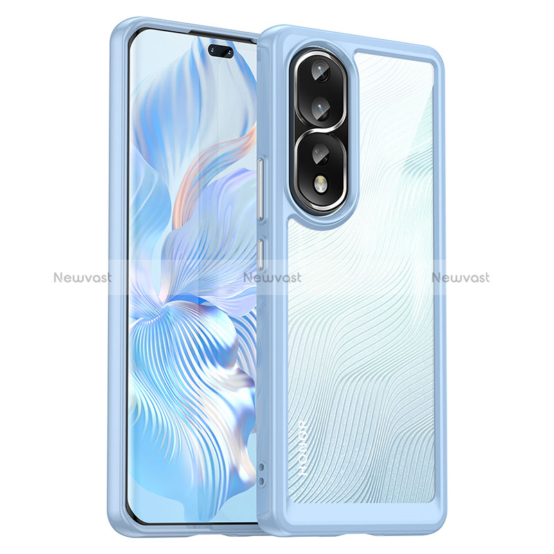 Silicone Transparent Frame Case Cover J01S for Huawei Honor 80 Pro 5G Sky Blue