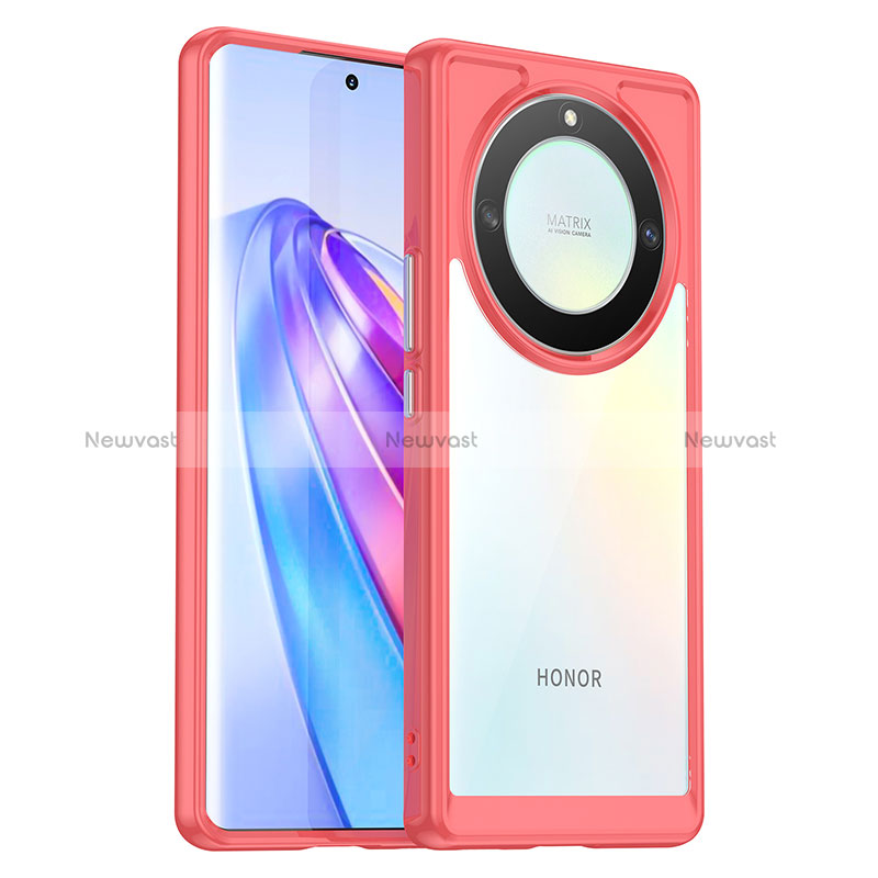 Silicone Transparent Frame Case Cover J01S for Huawei Honor Magic5 Lite 5G Hot Pink