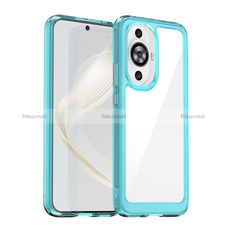 Silicone Transparent Frame Case Cover J01S for Huawei Nova 11 Blue