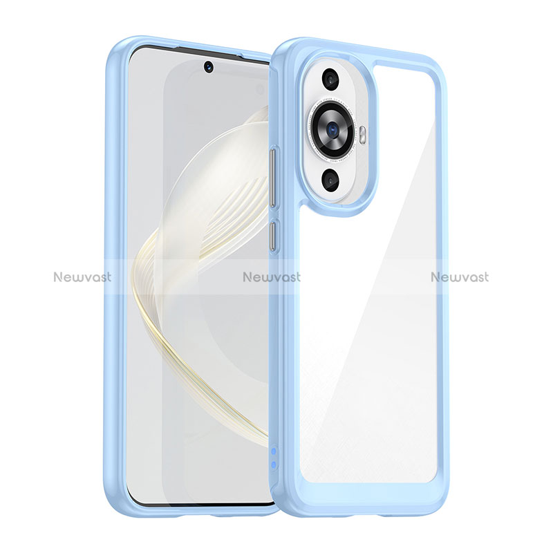 Silicone Transparent Frame Case Cover J01S for Huawei Nova 11 Sky Blue