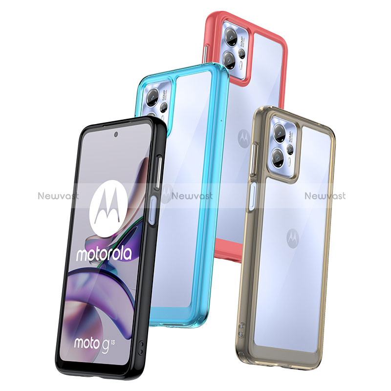 Silicone Transparent Frame Case Cover J01S for Motorola Moto G13