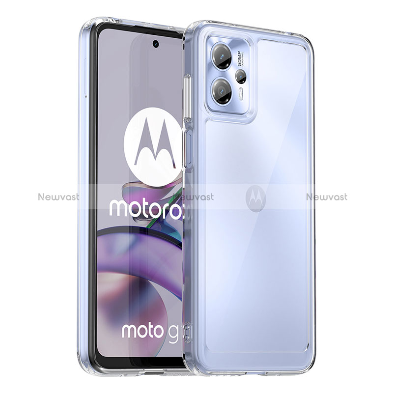 Silicone Transparent Frame Case Cover J01S for Motorola Moto G13 Clear