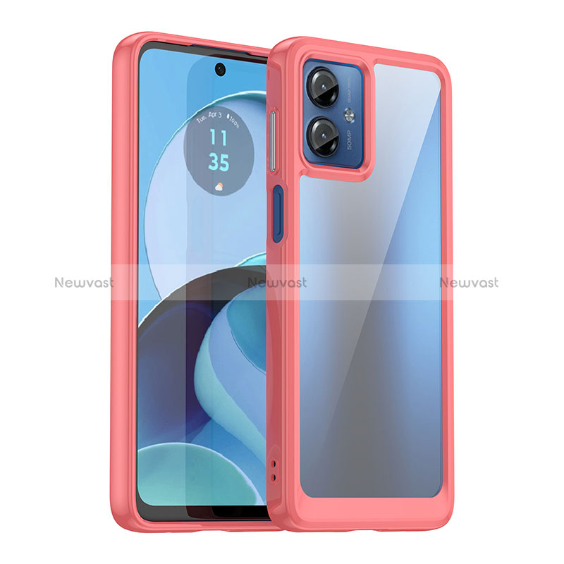 Silicone Transparent Frame Case Cover J01S for Motorola Moto G14