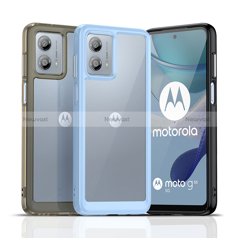 Silicone Transparent Frame Case Cover J01S for Motorola Moto G53 5G