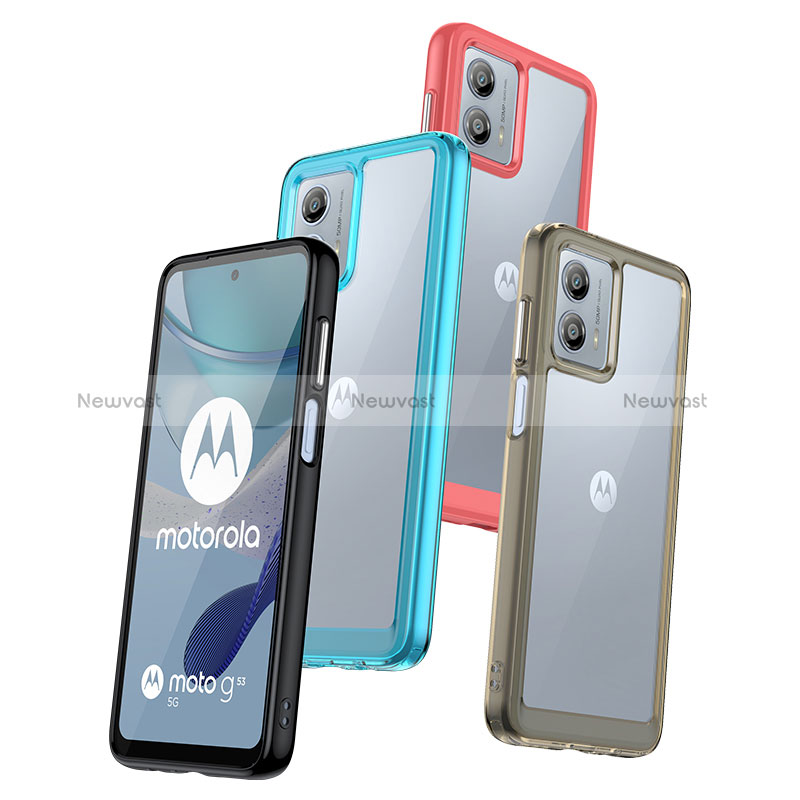 Silicone Transparent Frame Case Cover J01S for Motorola Moto G53 5G