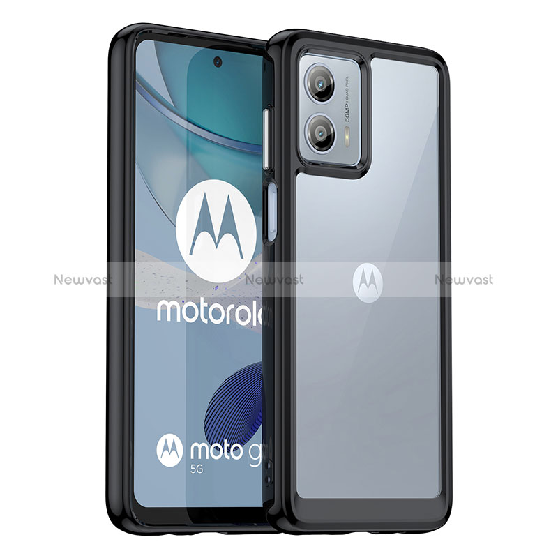 Silicone Transparent Frame Case Cover J01S for Motorola Moto G53 5G Black