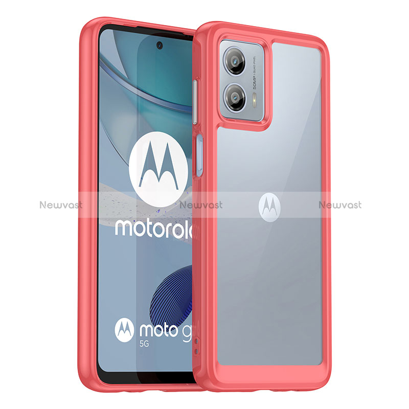 Silicone Transparent Frame Case Cover J01S for Motorola Moto G53 5G Red