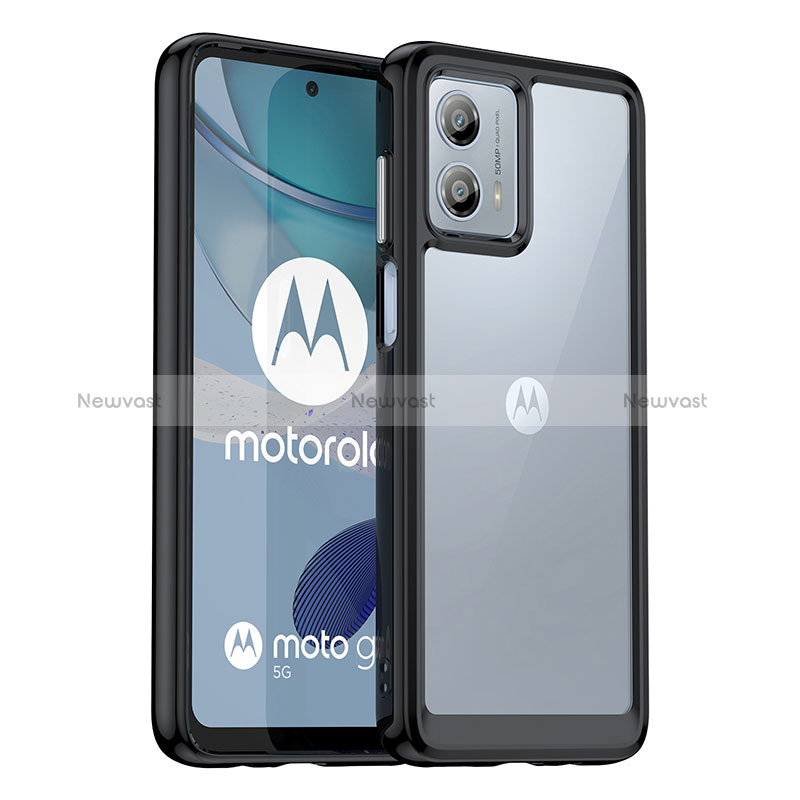 Silicone Transparent Frame Case Cover J01S for Motorola Moto G53j 5G Black