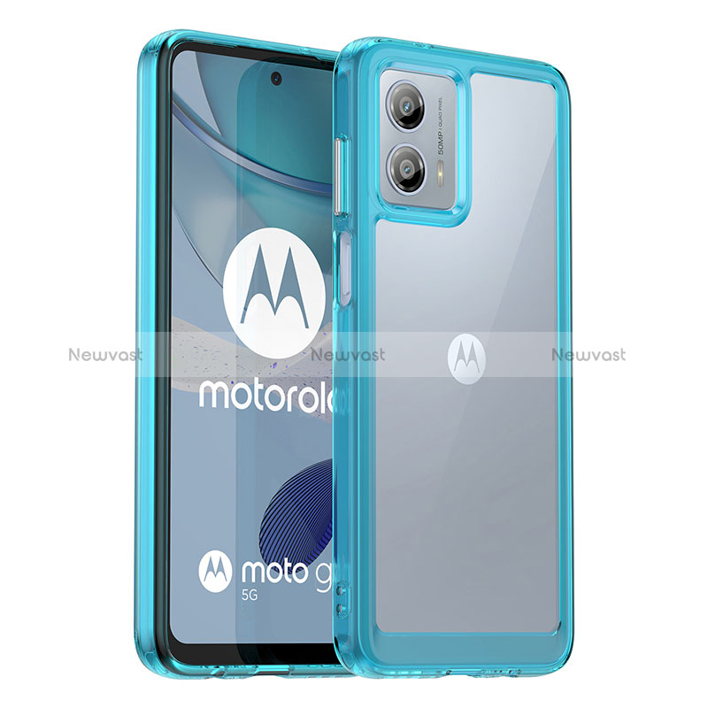 Silicone Transparent Frame Case Cover J01S for Motorola Moto G53j 5G Blue