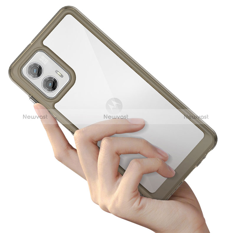 Silicone Transparent Frame Case Cover J01S for Motorola Moto G73 5G