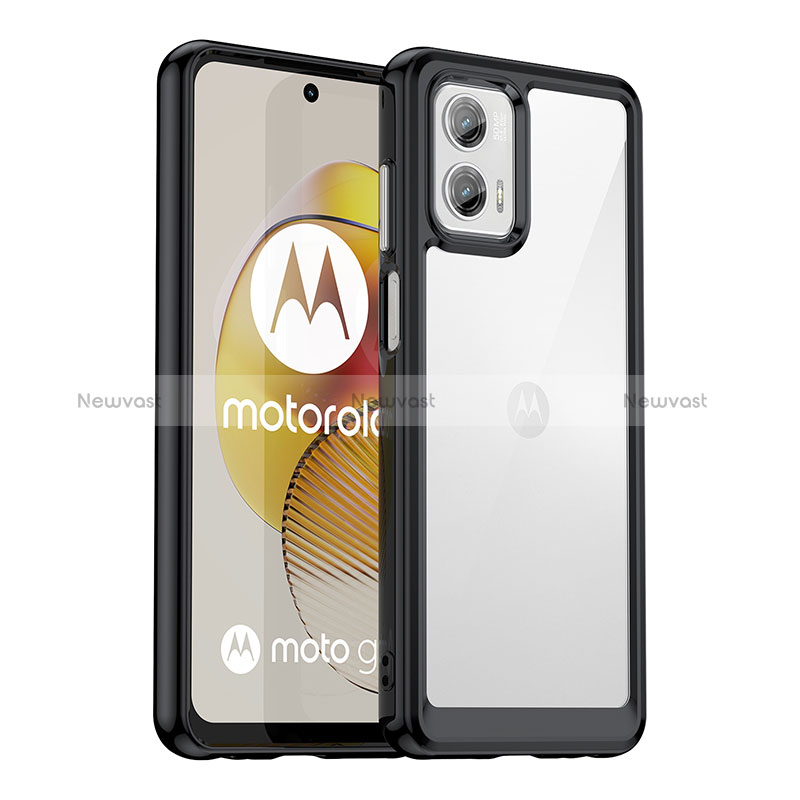 Silicone Transparent Frame Case Cover J01S for Motorola Moto G73 5G