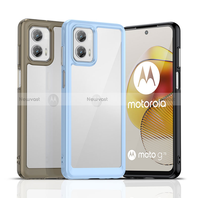 Silicone Transparent Frame Case Cover J01S for Motorola Moto G73 5G