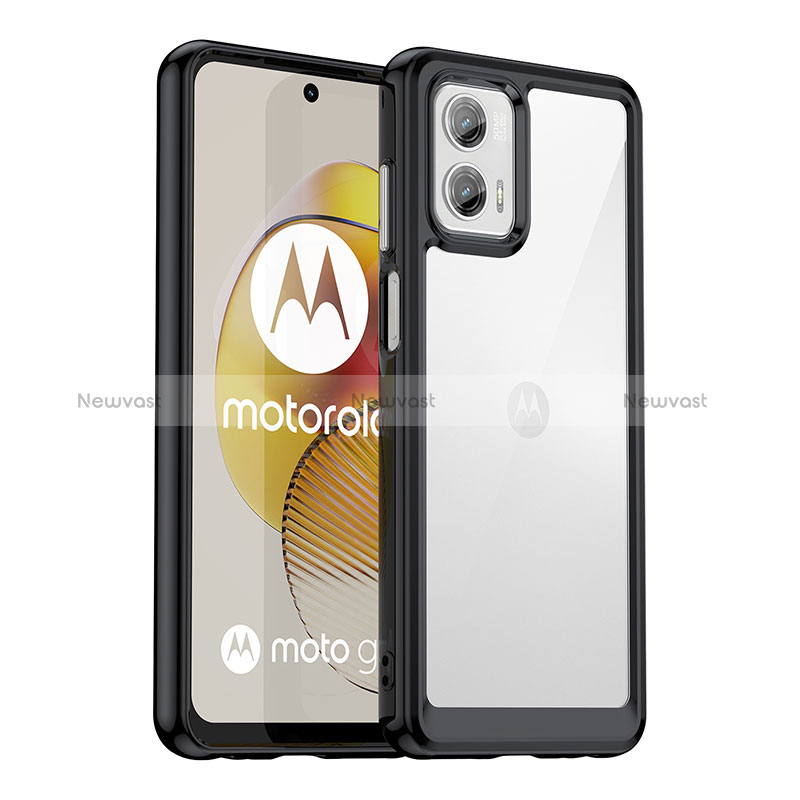Silicone Transparent Frame Case Cover J01S for Motorola Moto G73 5G Black