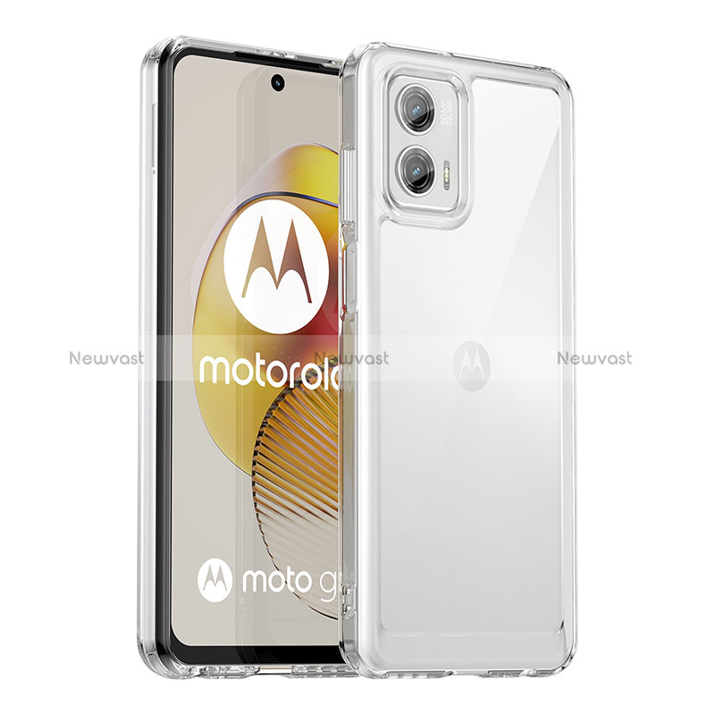 Silicone Transparent Frame Case Cover J01S for Motorola Moto G73 5G Clear