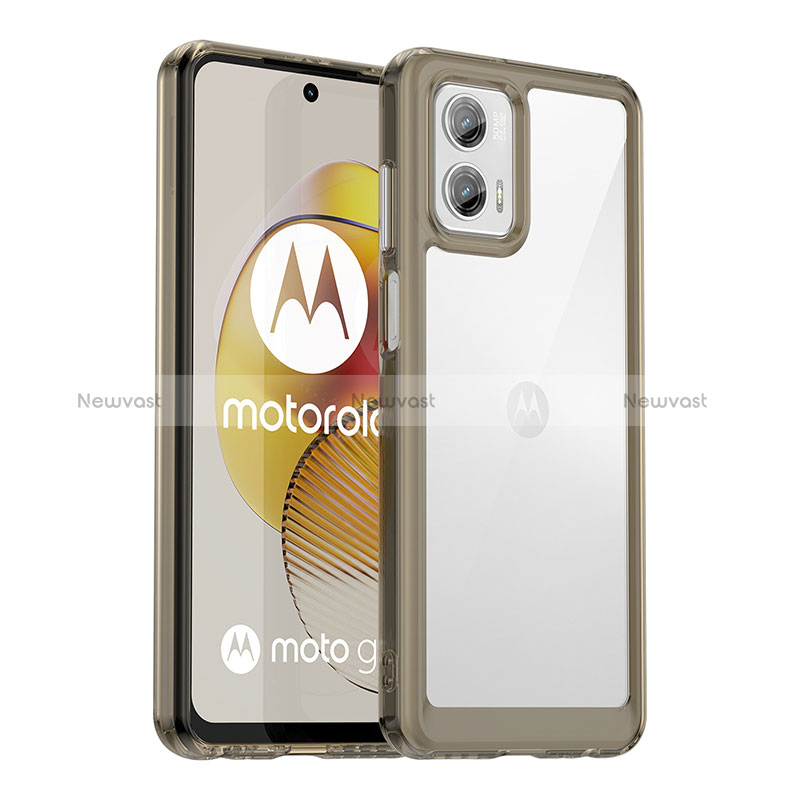 Silicone Transparent Frame Case Cover J01S for Motorola Moto G73 5G Gray