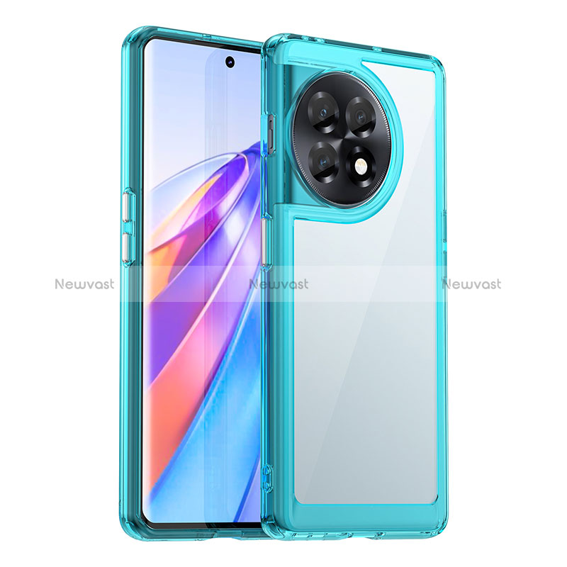 Silicone Transparent Frame Case Cover J01S for OnePlus 11R 5G Blue