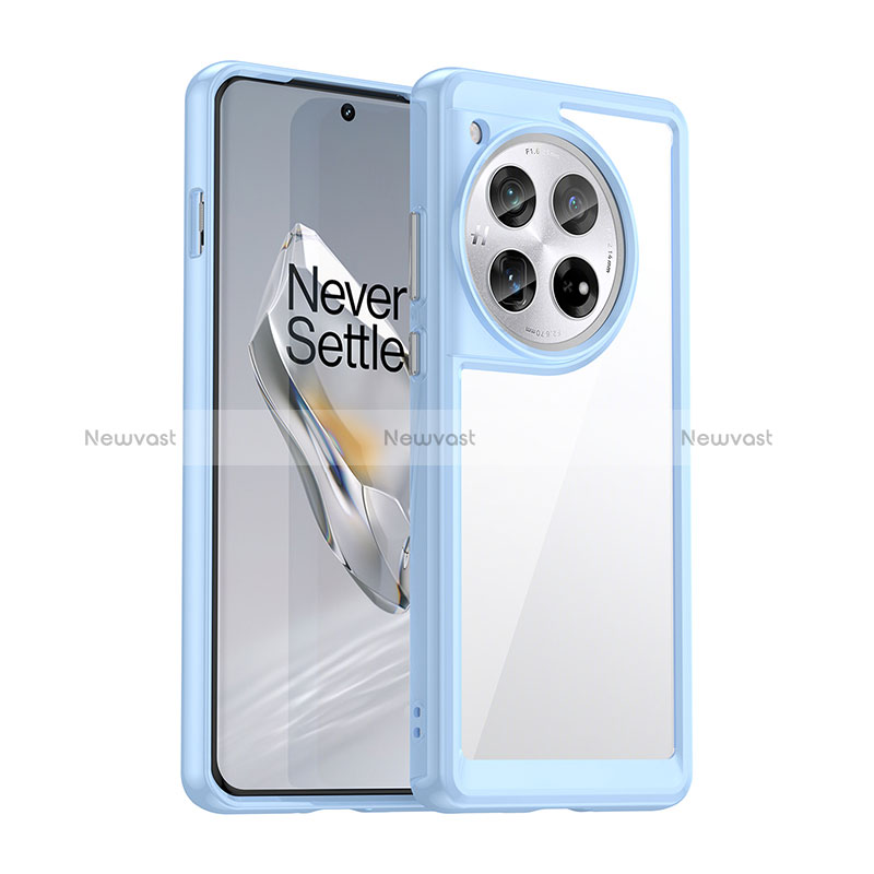 Silicone Transparent Frame Case Cover J01S for OnePlus 12 5G Blue