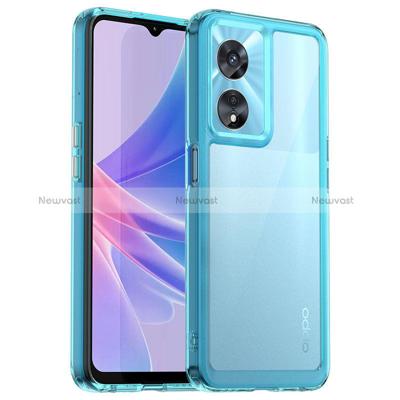 Silicone Transparent Frame Case Cover J01S for Oppo A1x 5G Cyan
