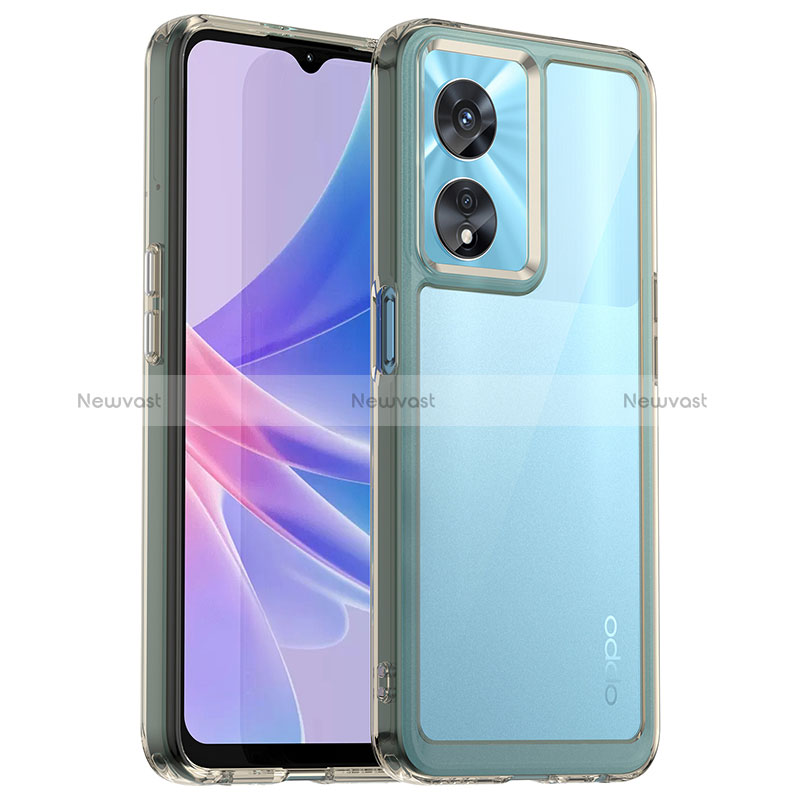 Silicone Transparent Frame Case Cover J01S for Oppo A1x 5G Gray