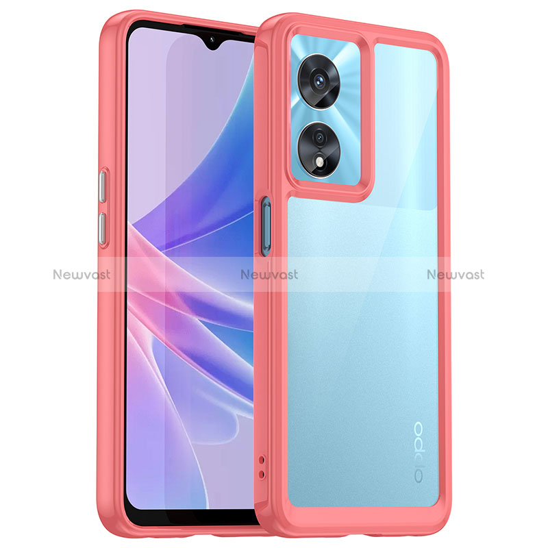 Silicone Transparent Frame Case Cover J01S for Oppo A1x 5G Red