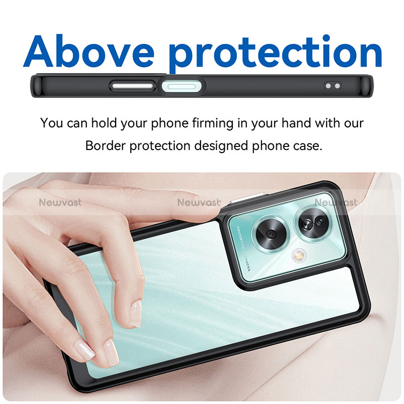 Silicone Transparent Frame Case Cover J01S for Oppo A2 5G