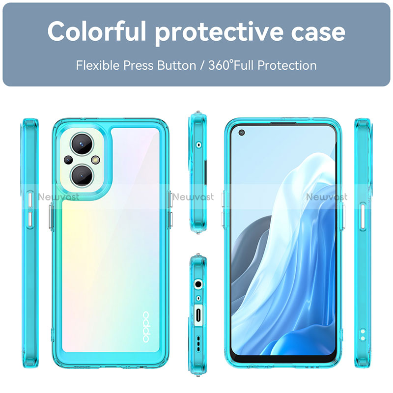 Silicone Transparent Frame Case Cover J01S for Oppo A96 5G