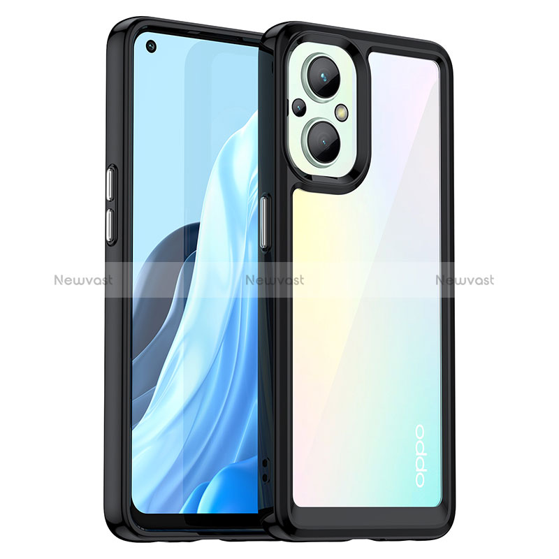 Silicone Transparent Frame Case Cover J01S for Oppo A96 5G Black