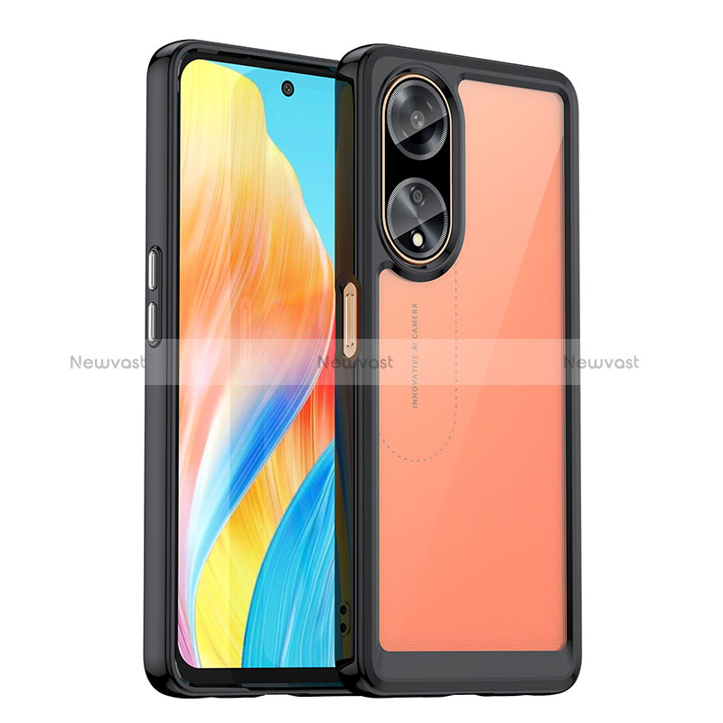 Silicone Transparent Frame Case Cover J01S for Oppo A98 5G Black