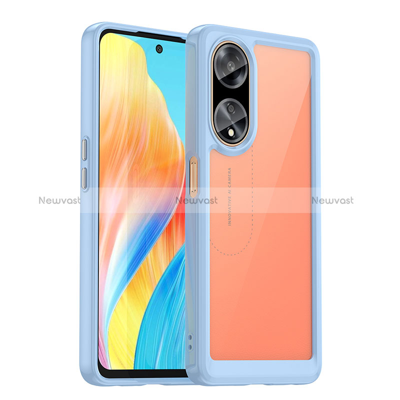 Silicone Transparent Frame Case Cover J01S for Oppo A98 5G Blue