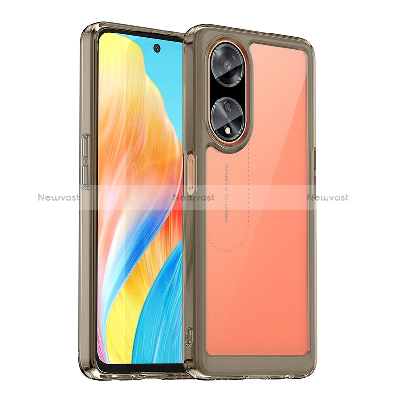 Silicone Transparent Frame Case Cover J01S for Oppo A98 5G Gray