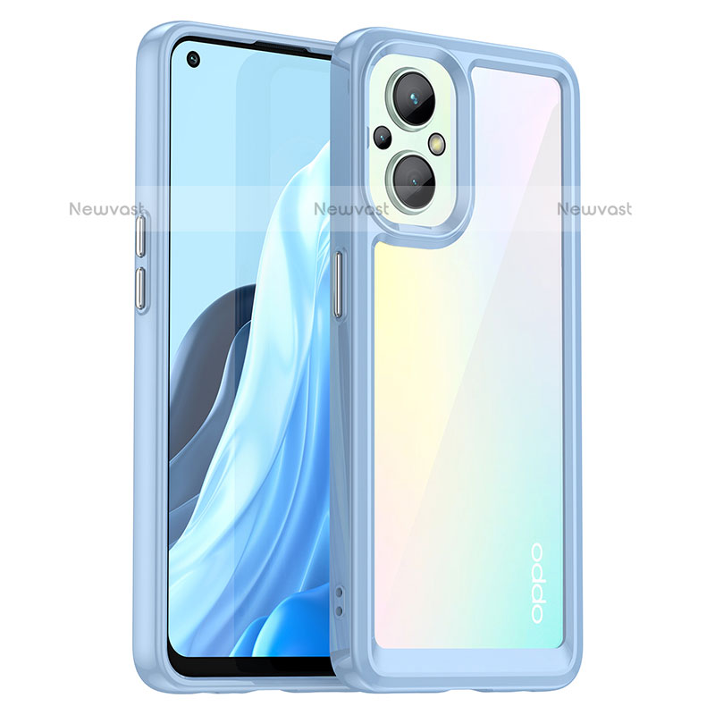 Silicone Transparent Frame Case Cover J01S for Oppo F21 Pro 5G Blue