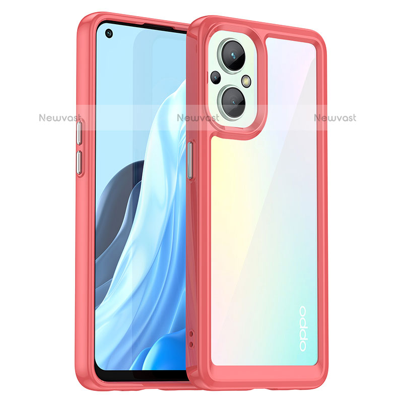 Silicone Transparent Frame Case Cover J01S for Oppo F21 Pro 5G Red