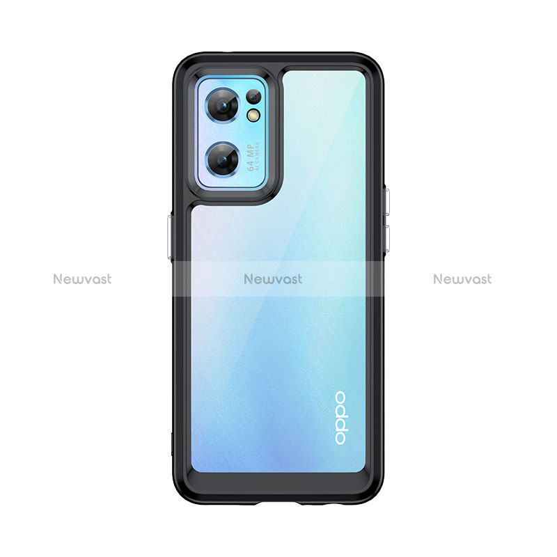 Silicone Transparent Frame Case Cover J01S for Oppo Find X5 Lite 5G Black